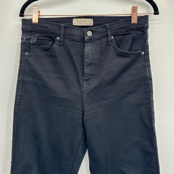Topshop Jamie Black Shark Bitten Skinny High-Waist Ankle Jeans Size 30 - Picture 2 of 5